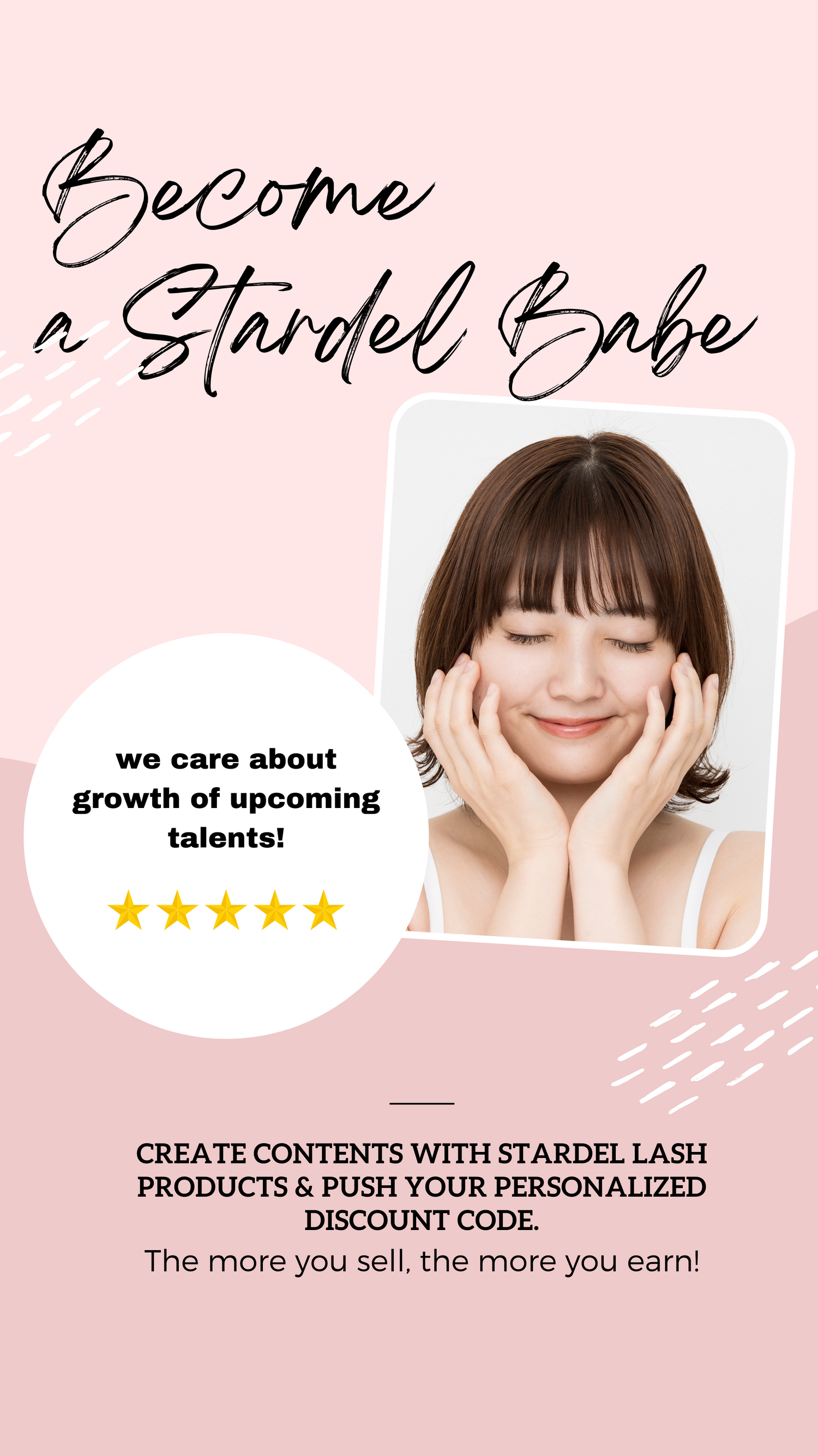 Stardel Babe affiliate promo image with smiling Asian girl and star rating